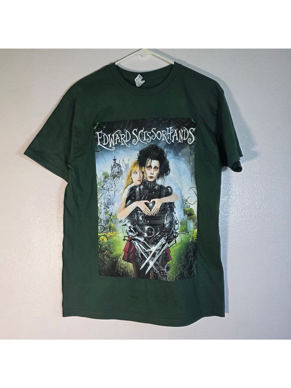 Edward Scissorhands Graphic T Shirt Mens Medium Green Movie Gothic Horror Tee